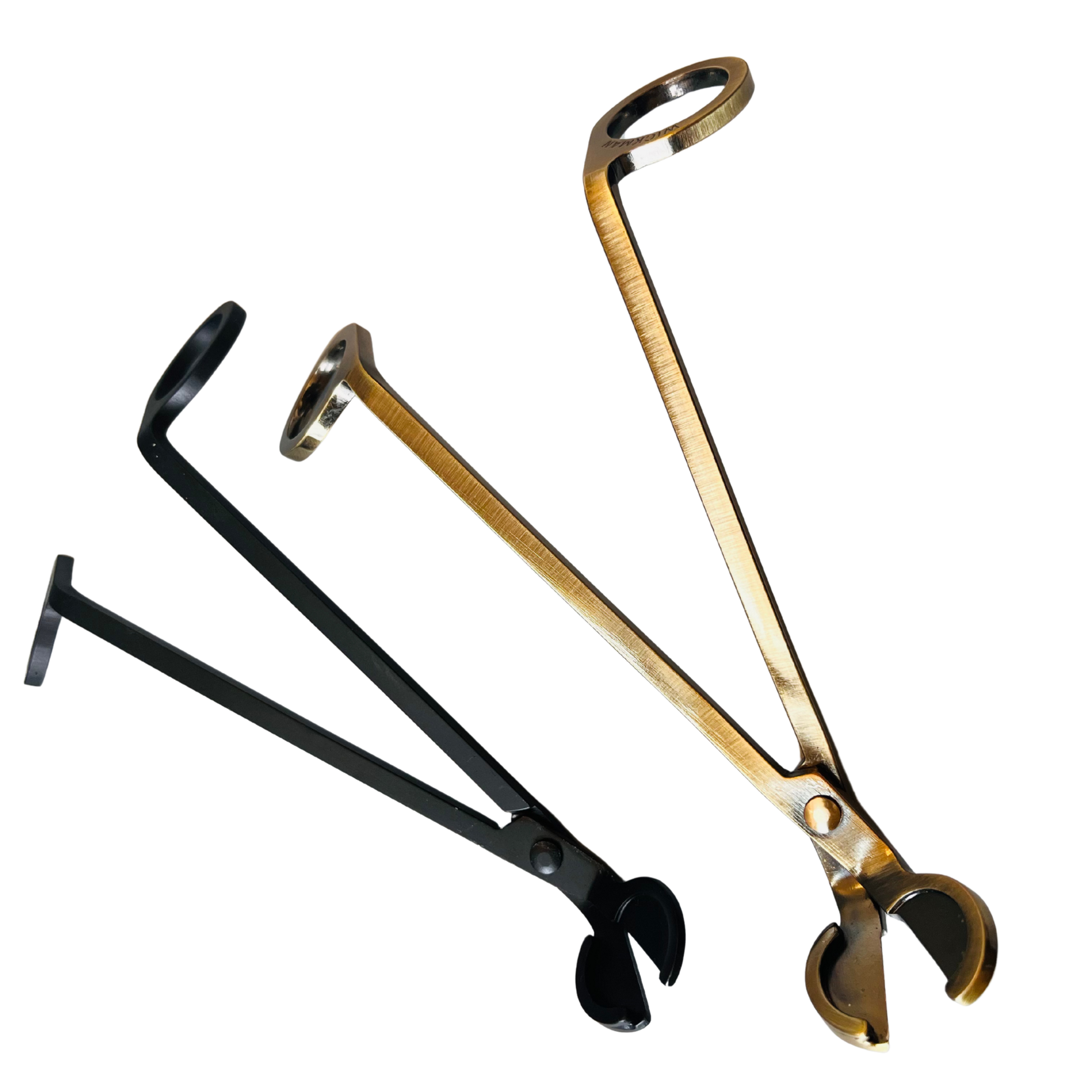 Wickman wick trimmer in antique brass and matte black finish